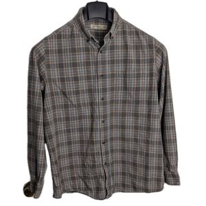 Faded Glory Flannel Shirt‎ Gray  Check Plaid Button Up Adult Men's L